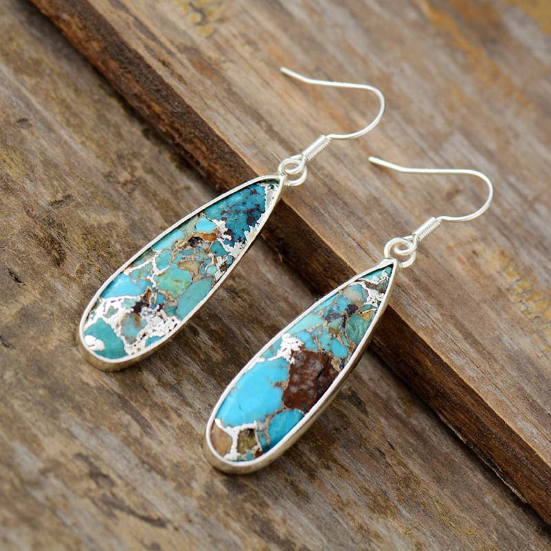 Chic Turquoise Jasper Teardrop Earrings