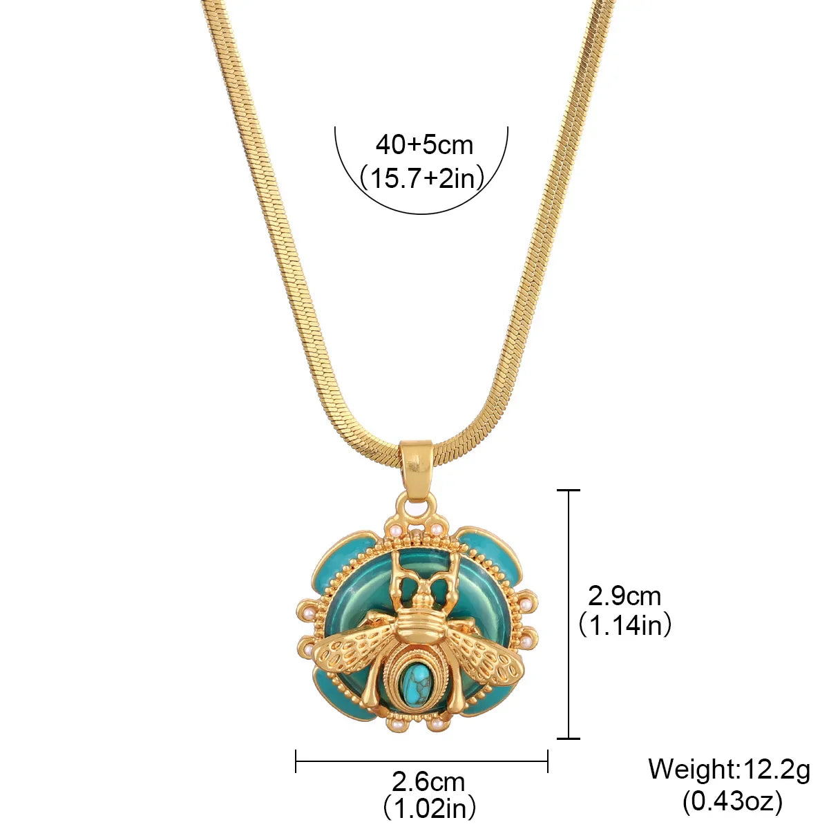Chic Gold Turquoise Bee Pendant Necklace