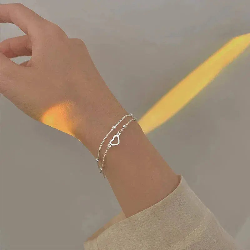Silver Heart Bracelet with Customizable Fit