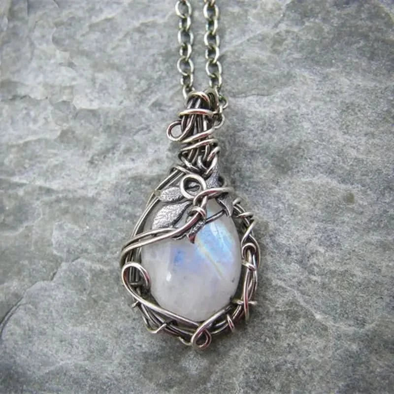 Moonstone Necklace – Wire Pendant