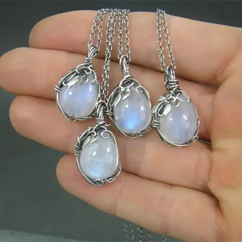Moonstone Necklace – Wire Pendant