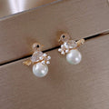 Luxury Birdie Earrings with Zircon and Pearl Inlay