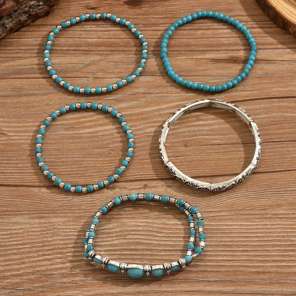 Bohemian Turquoise Beaded Bracelet Set