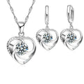 Sterling Silver Heart Necklace and Earrings