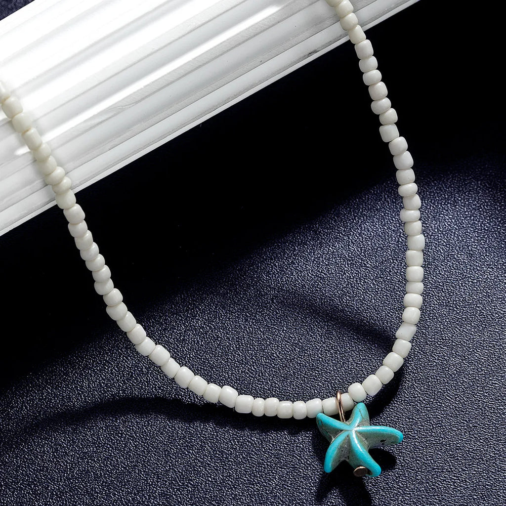 Chic Bohemian Turquoise Starfish Necklace