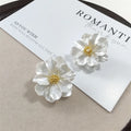 Chic White Acrylic Flower Stud Earrings
