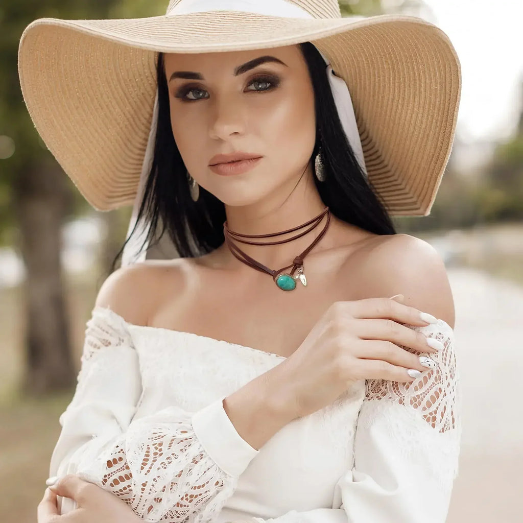 Vintage Bohemian Turquoise Pendant Necklace