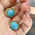 Elegant Vintage Geometric Turquoise Stud Earrings