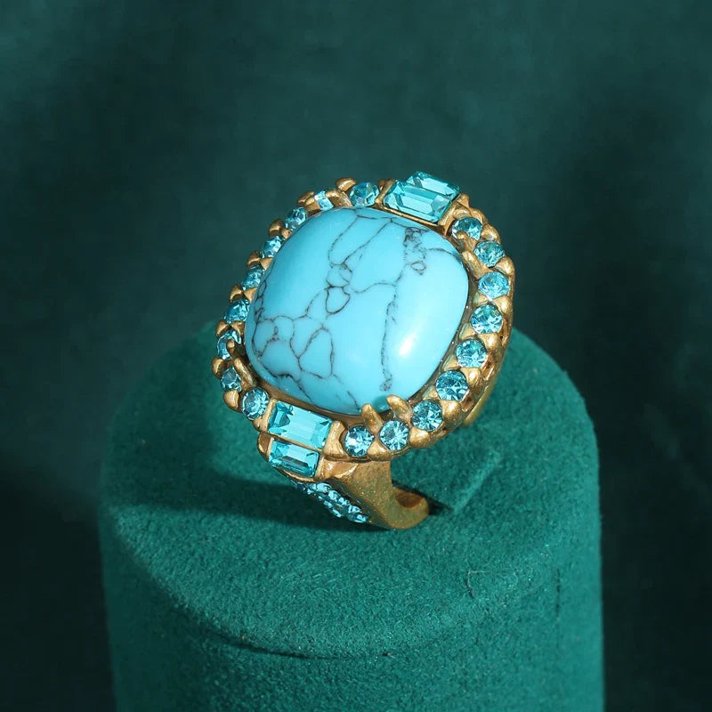 Vintage Art Deco Turquoise Gold Ring