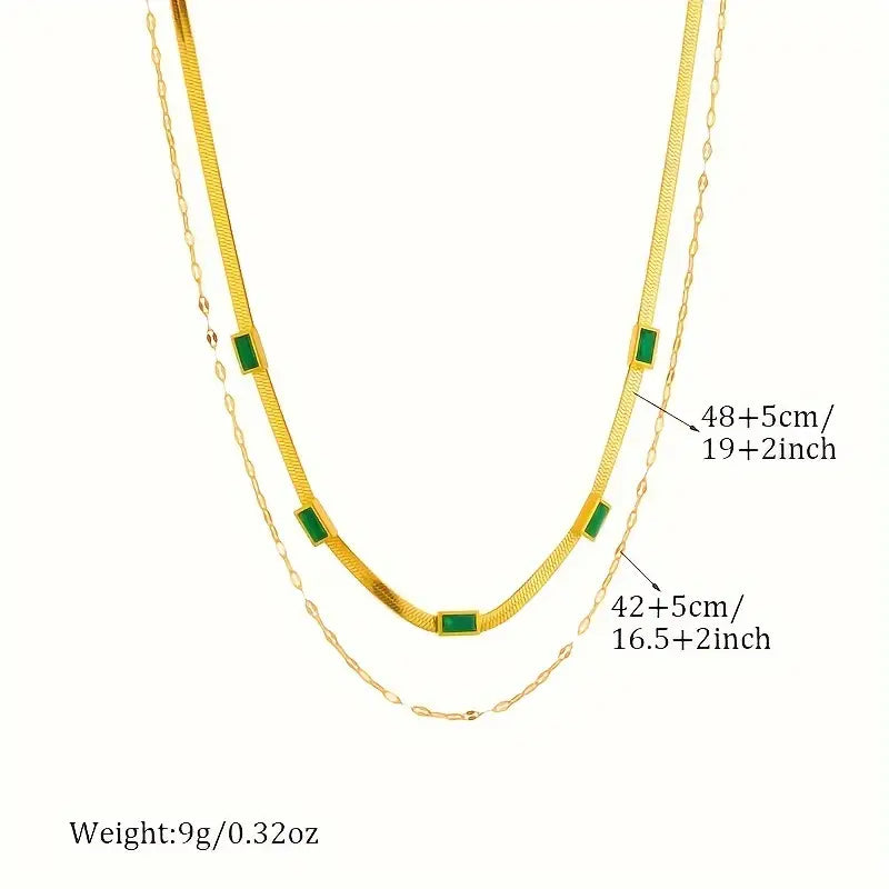 Sorella Gem Retro Double Layer Necklace | Gold
