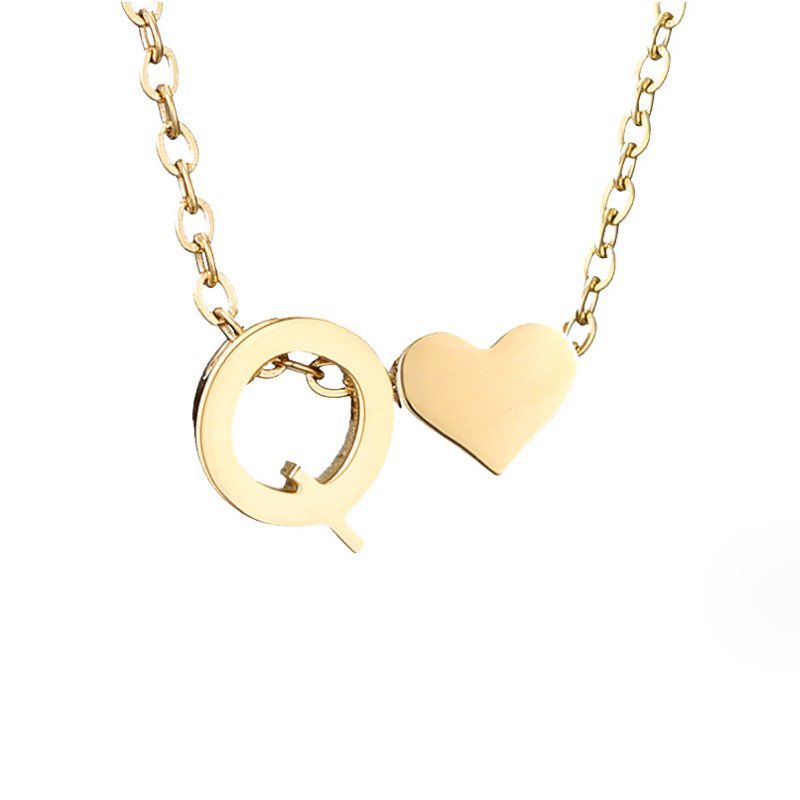 Timeless Initial Necklace with Heart Charm
