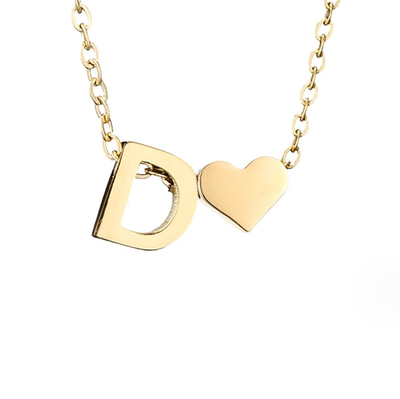 Timeless Initial Necklace with Heart Charm