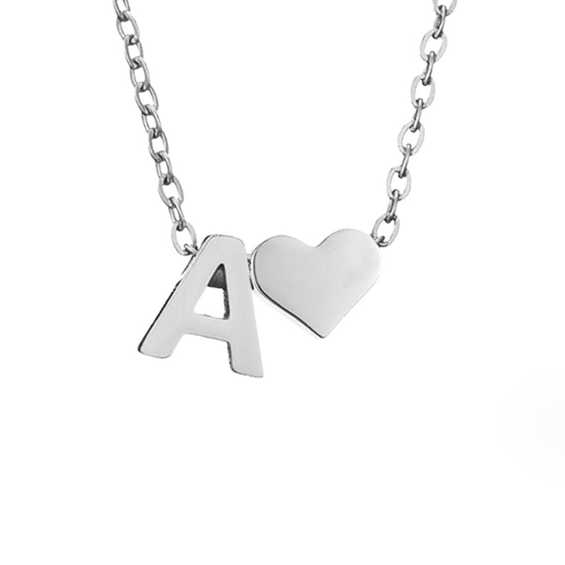 Timeless Initial Necklace with Heart Charm