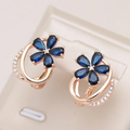 Elegant Blue Crystal Daisy Earrings