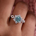 Elegant White Gold Turquoise Flower Ring